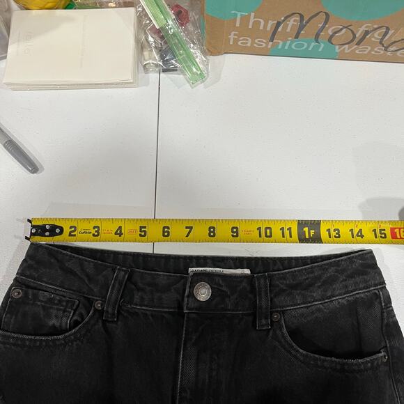 Garage Black Wide Leg Distressed Raw Hem Jeans Grunge Emo Womens Size 7/28 - Picture 6 of 8